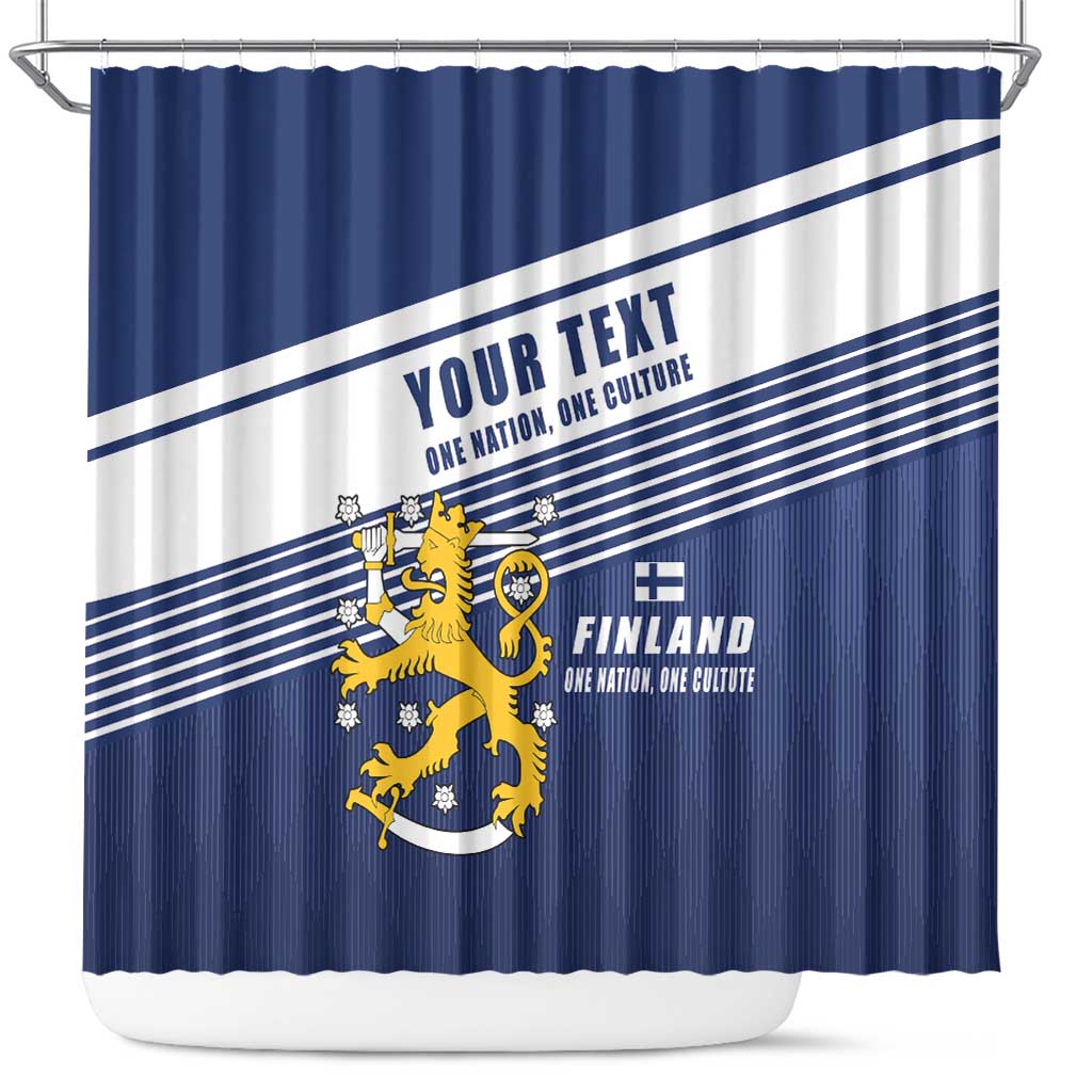 Personalized Finland One Nation One Culture Shower Curtain A Crowned Lion with Flag LT17