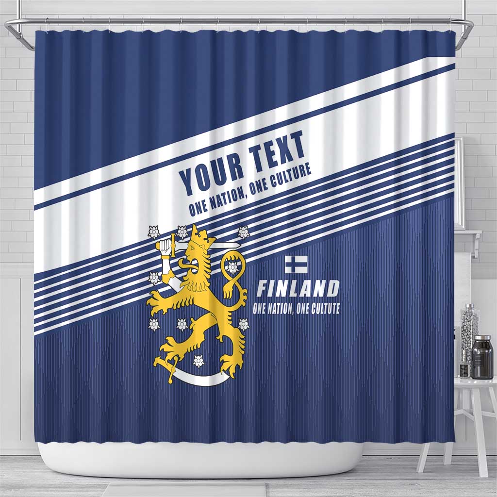 Personalized Finland One Nation One Culture Shower Curtain A Crowned Lion with Flag LT17