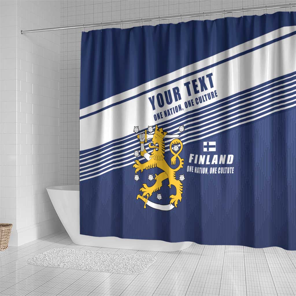 Personalized Finland One Nation One Culture Shower Curtain A Crowned Lion with Flag LT17