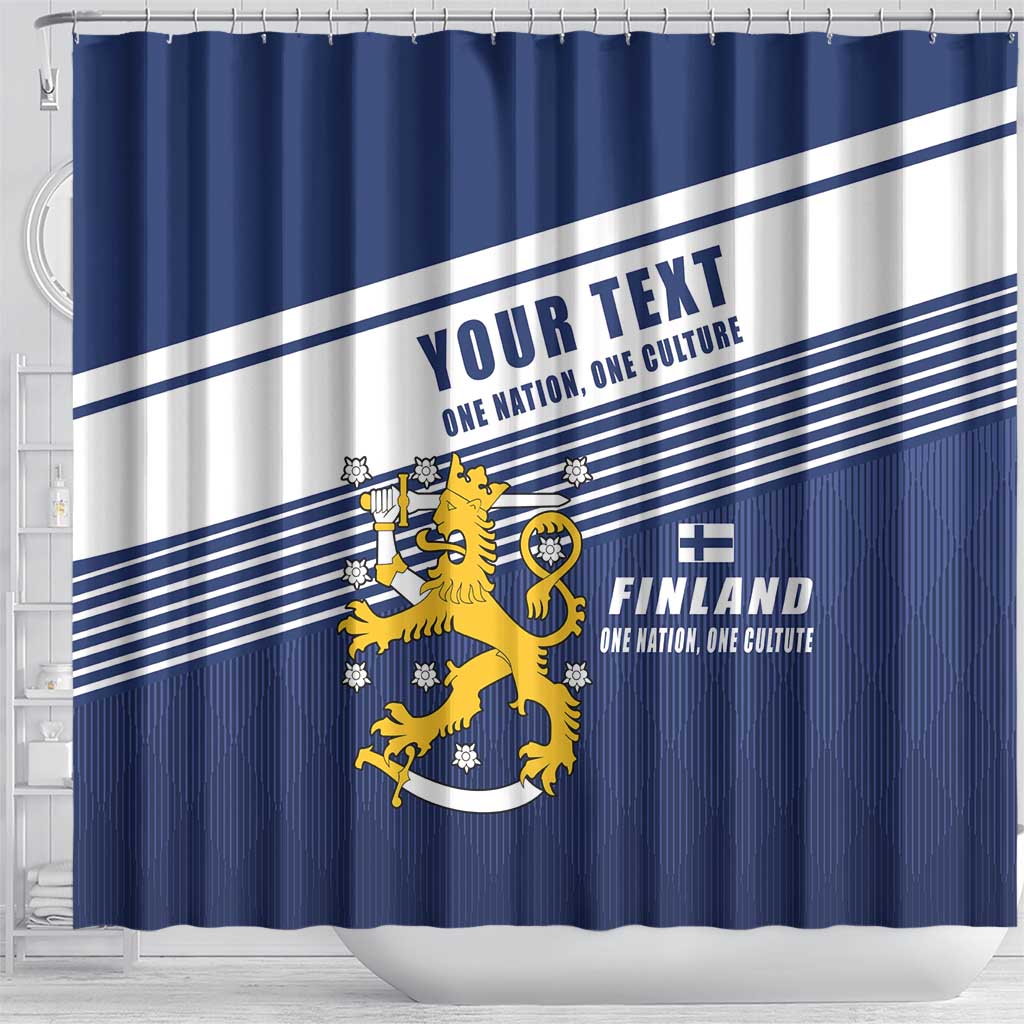 Personalized Finland One Nation One Culture Shower Curtain A Crowned Lion with Flag LT17
