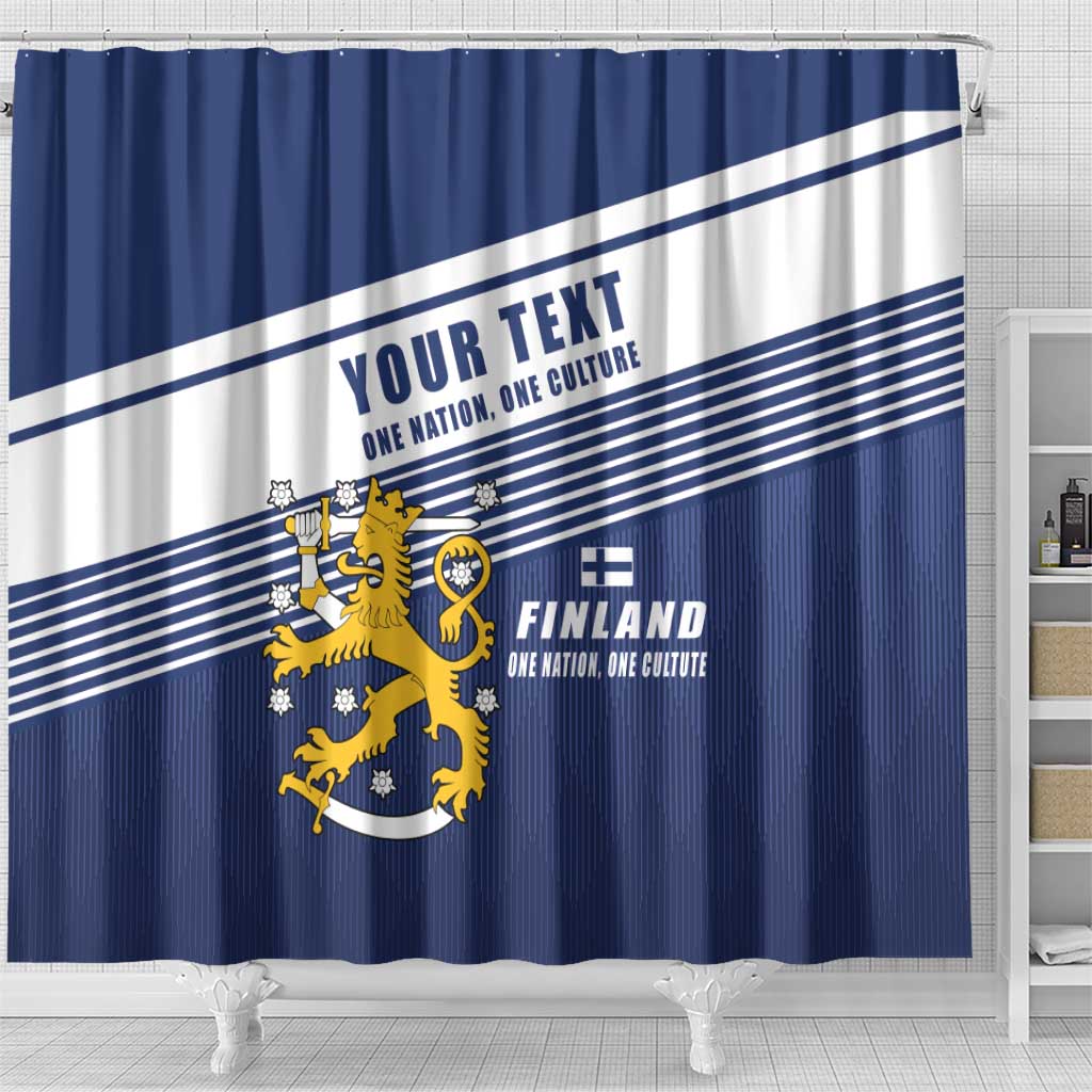 Personalized Finland One Nation One Culture Shower Curtain A Crowned Lion with Flag LT17