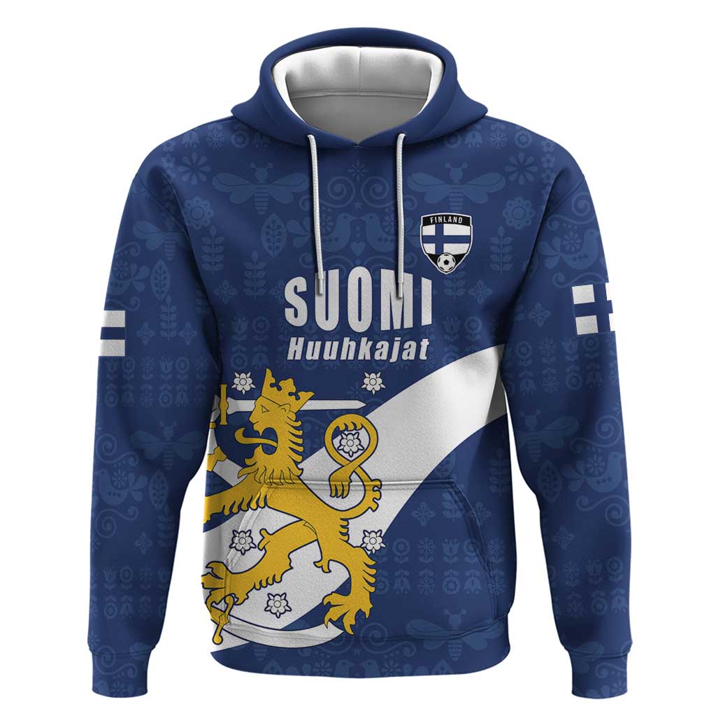 Custom Finland Football We are Champions Hoodie Huuhkajat with Finnish Folk Paterns LT17