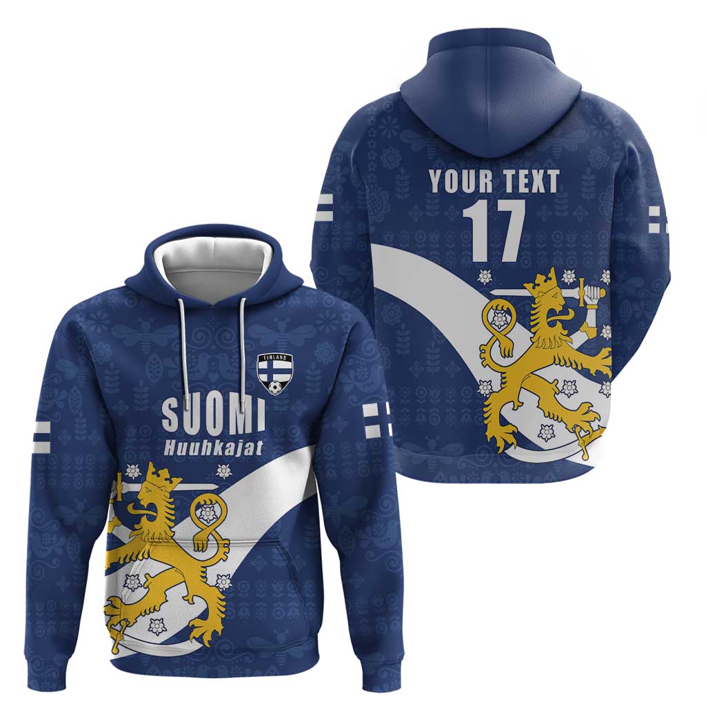 Custom Finland Football We are Champions Hoodie Huuhkajat with Finnish Folk Paterns LT17