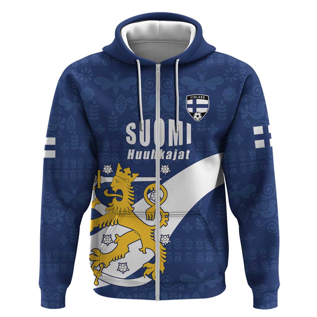 Custom Finland Football We are Champions Hoodie Huuhkajat with Finnish Folk Paterns LT17
