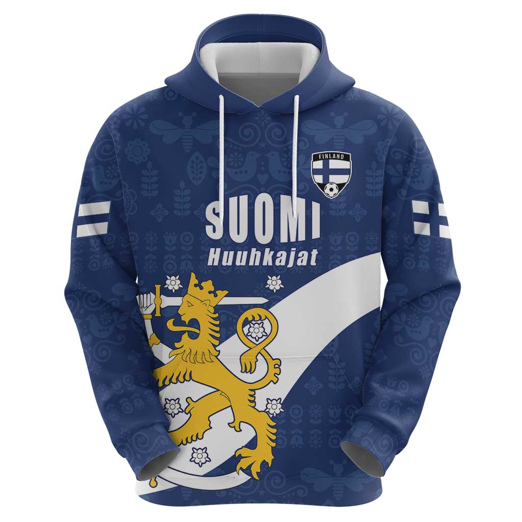 Custom Finland Football We are Champions Hoodie Huuhkajat with Finnish Folk Paterns LT17