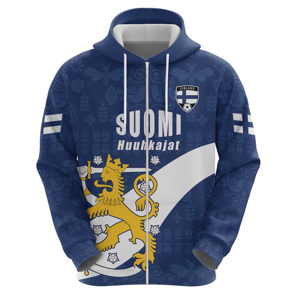 Custom Finland Football We are Champions Hoodie Huuhkajat with Finnish Folk Paterns LT17