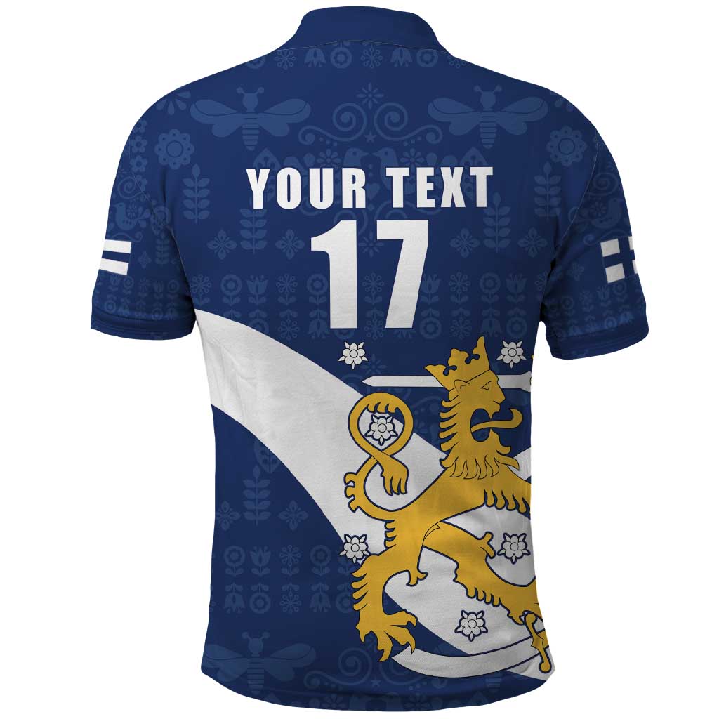 Custom Finland Football We are Champions Polo Shirt Huuhkajat with Finnish Folk Paterns LT17