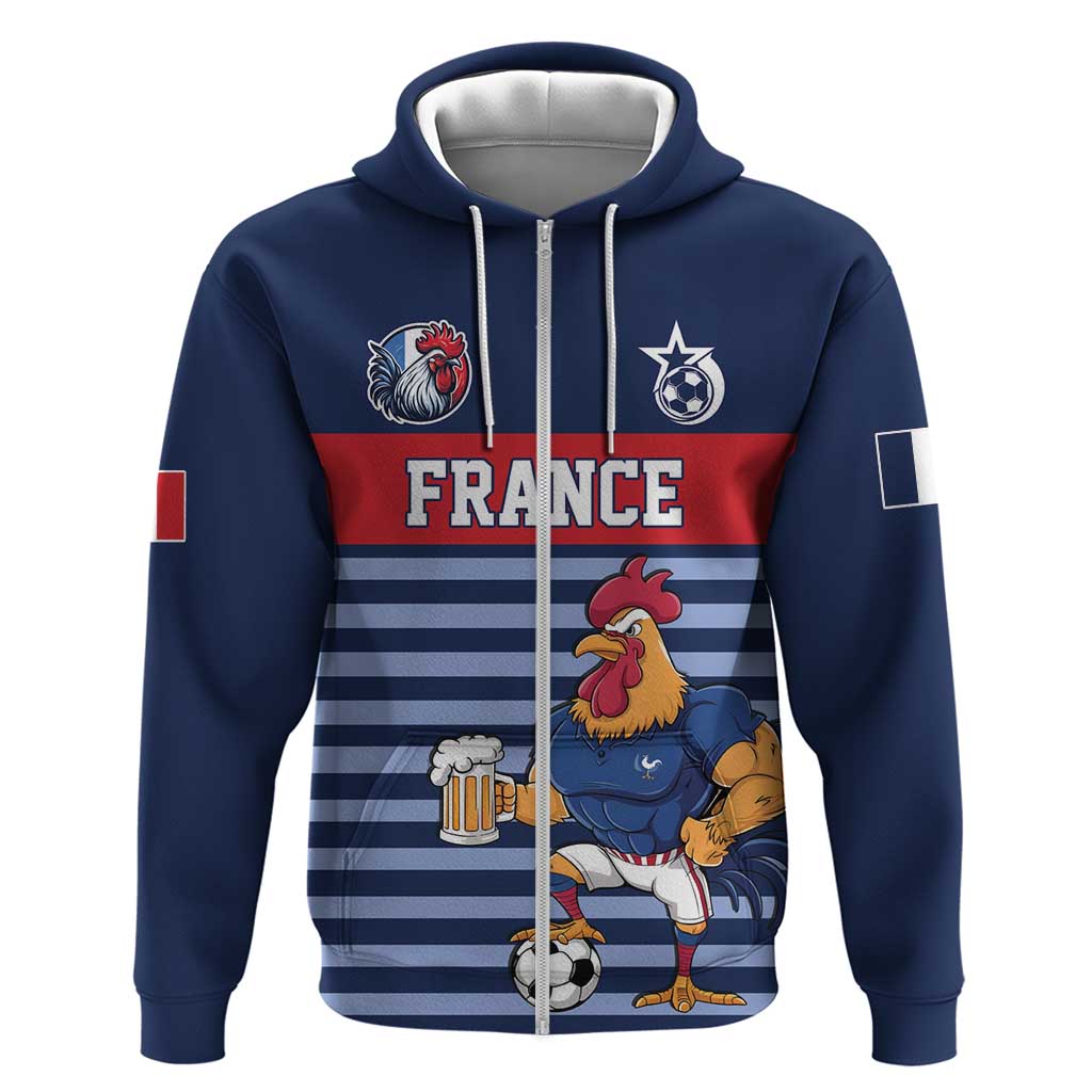 Custom France Football Hoodie Blue Gallic Rooster Mascot LT17