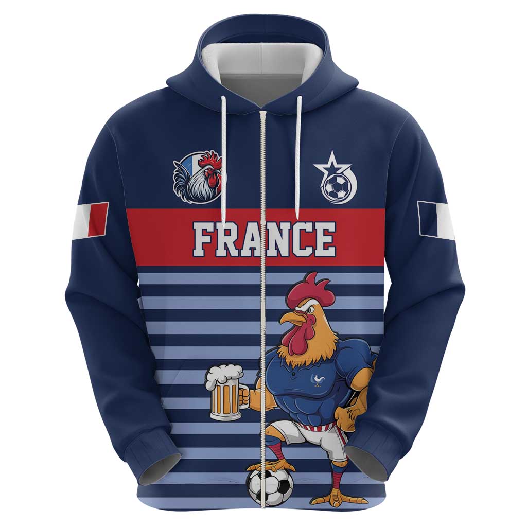 Custom France Football Hoodie Blue Gallic Rooster Mascot LT17