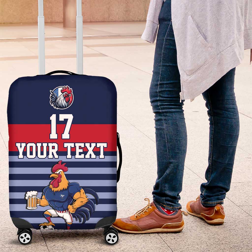 Custom France Football Luggage Cover Blue Gallic Rooster Mascot LT17