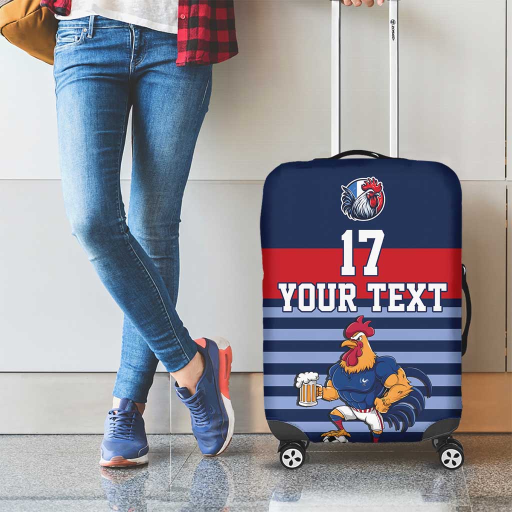 Custom France Football Luggage Cover Blue Gallic Rooster Mascot LT17