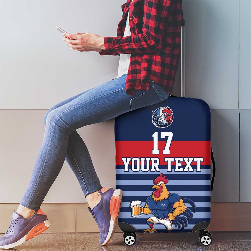 Custom France Football Luggage Cover Blue Gallic Rooster Mascot LT17