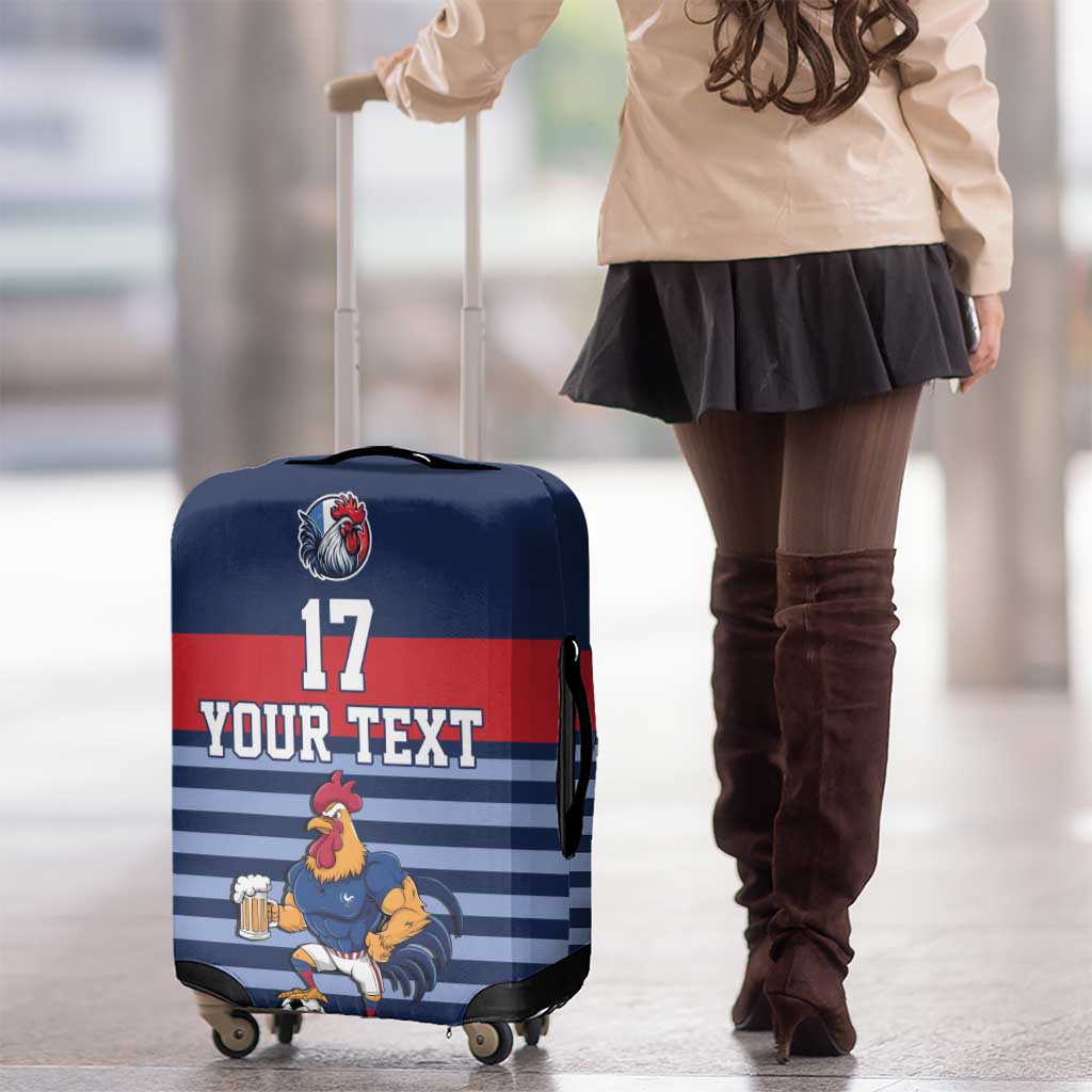 Custom France Football Luggage Cover Blue Gallic Rooster Mascot LT17