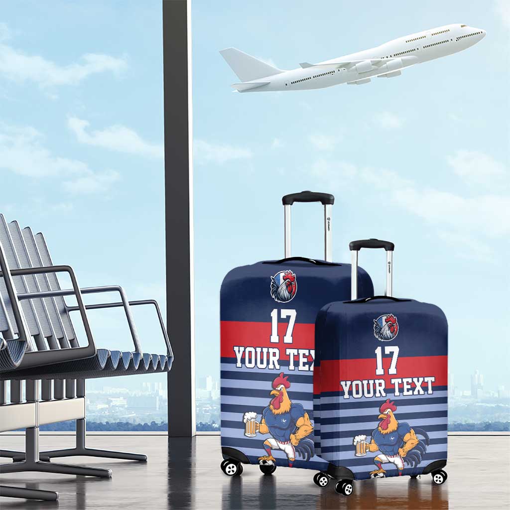 Custom France Football Luggage Cover Blue Gallic Rooster Mascot LT17