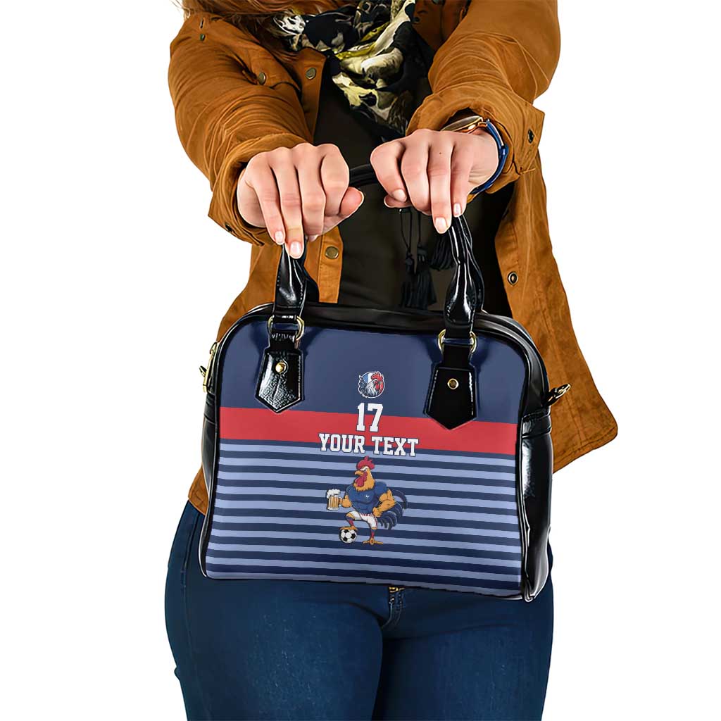Custom France Football Shoulder Handbag Blue Gallic Rooster Mascot LT17