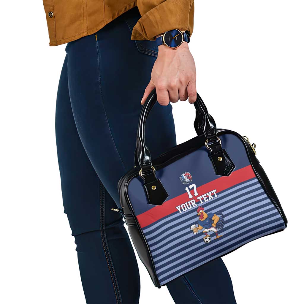 Custom France Football Shoulder Handbag Blue Gallic Rooster Mascot LT17