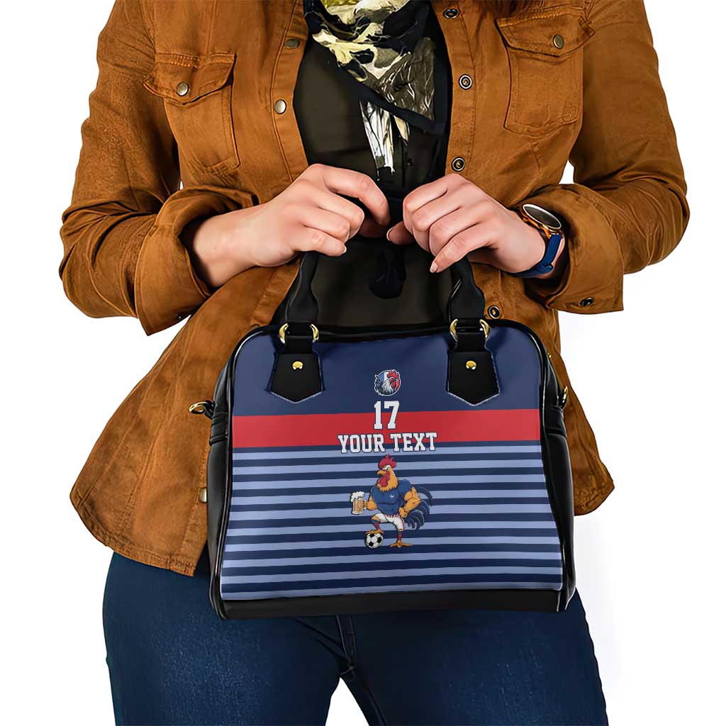 Custom France Football Shoulder Handbag Blue Gallic Rooster Mascot LT17