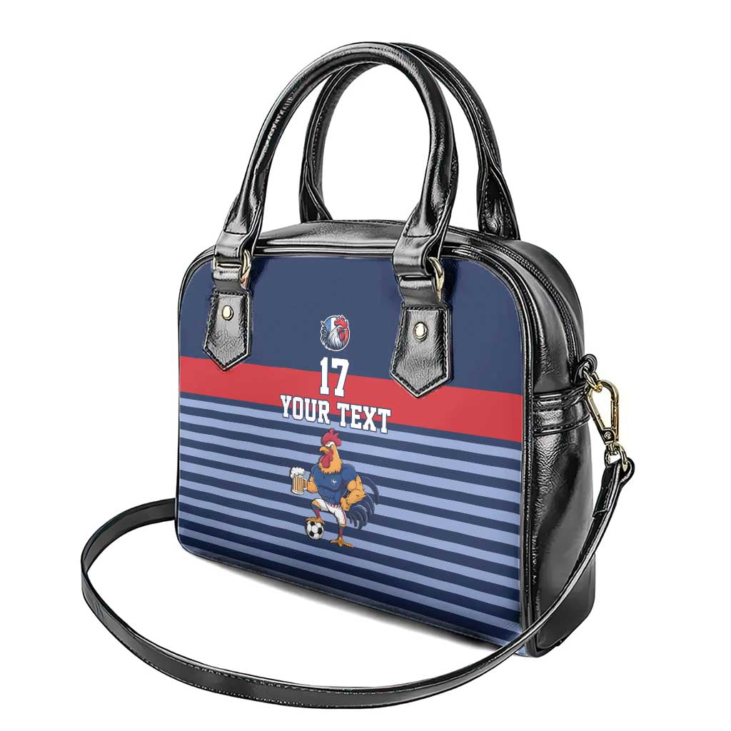 Custom France Football Shoulder Handbag Blue Gallic Rooster Mascot LT17