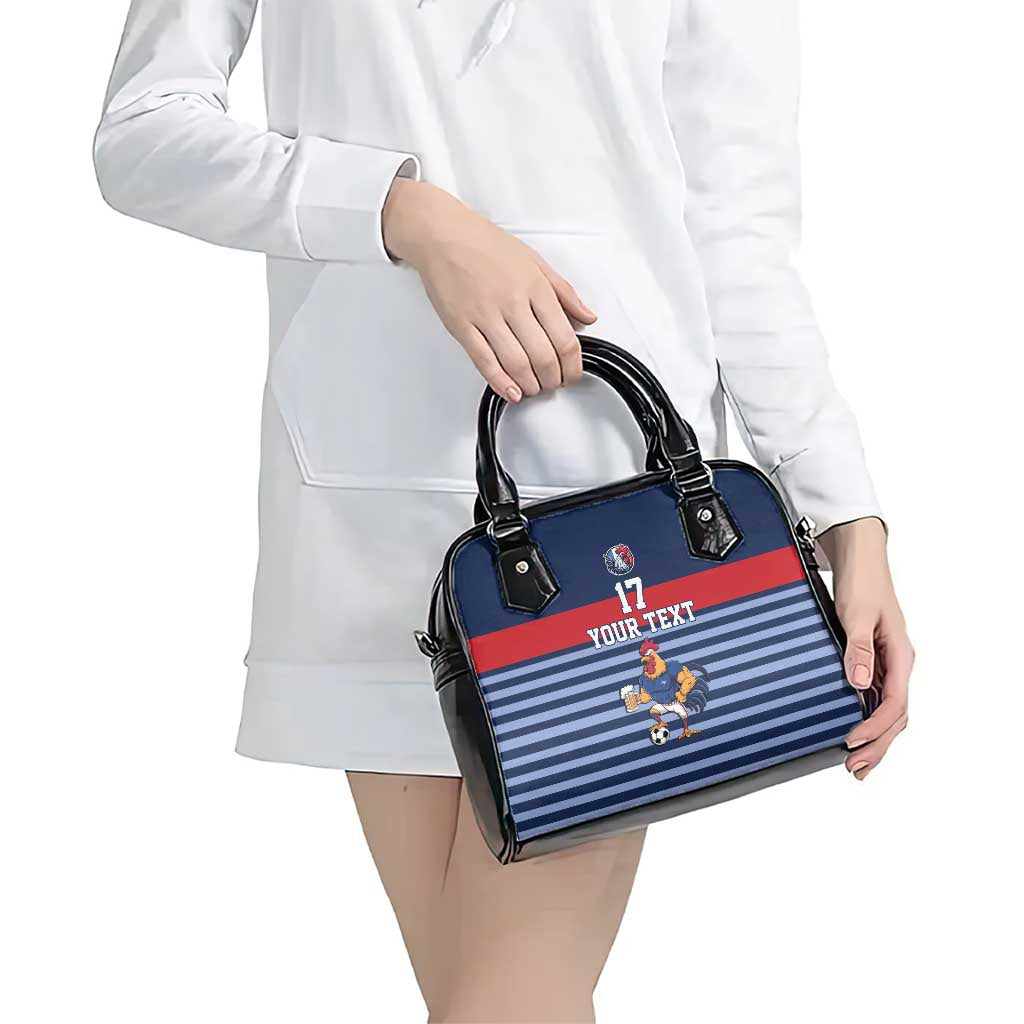 Custom France Football Shoulder Handbag Blue Gallic Rooster Mascot LT17