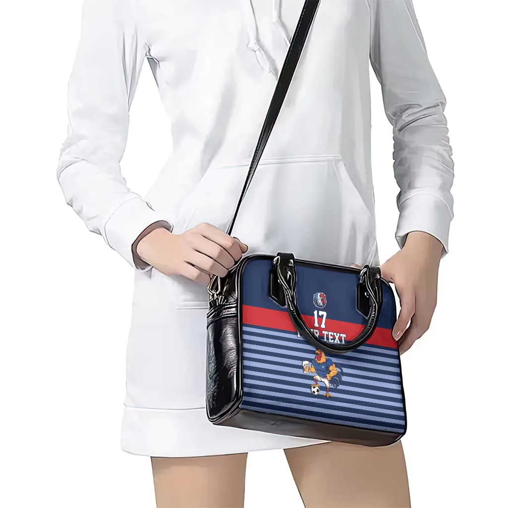 Custom France Football Shoulder Handbag Blue Gallic Rooster Mascot LT17