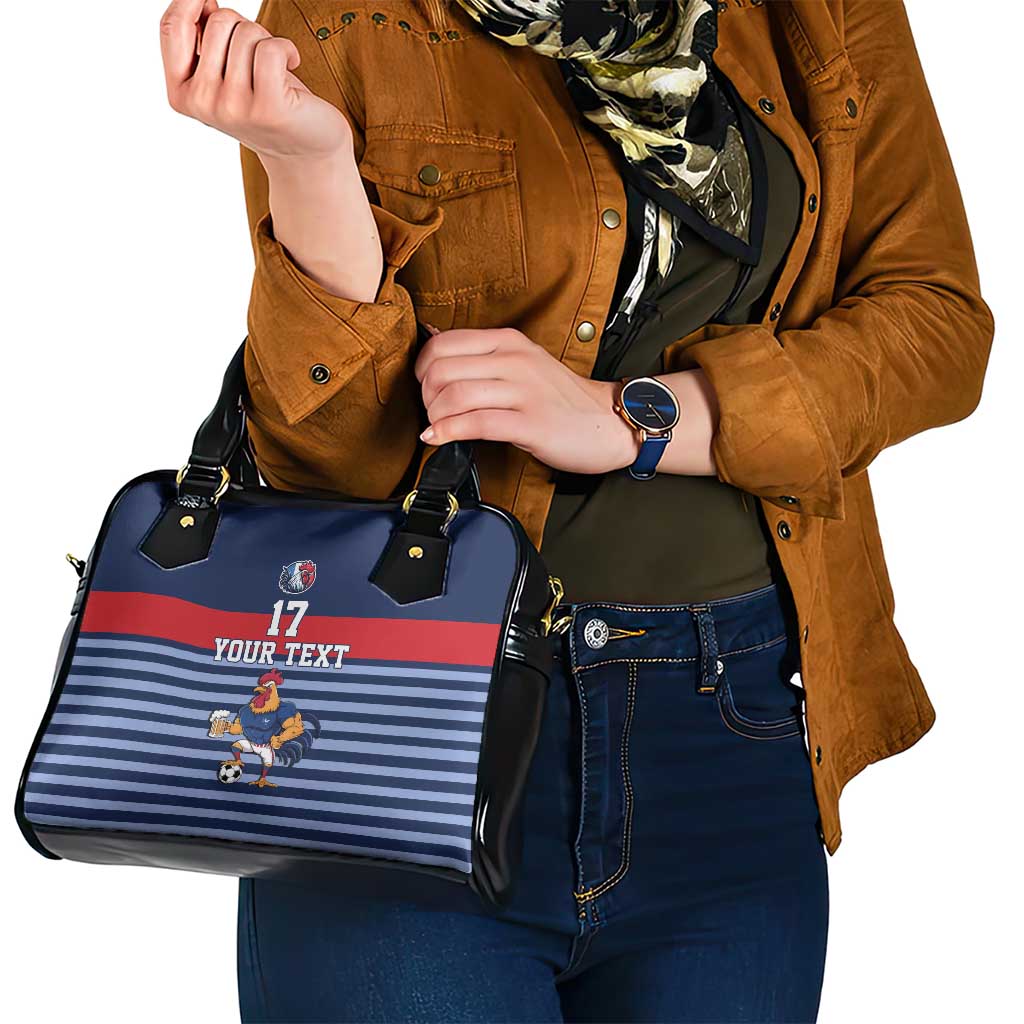 Custom France Football Shoulder Handbag Blue Gallic Rooster Mascot LT17