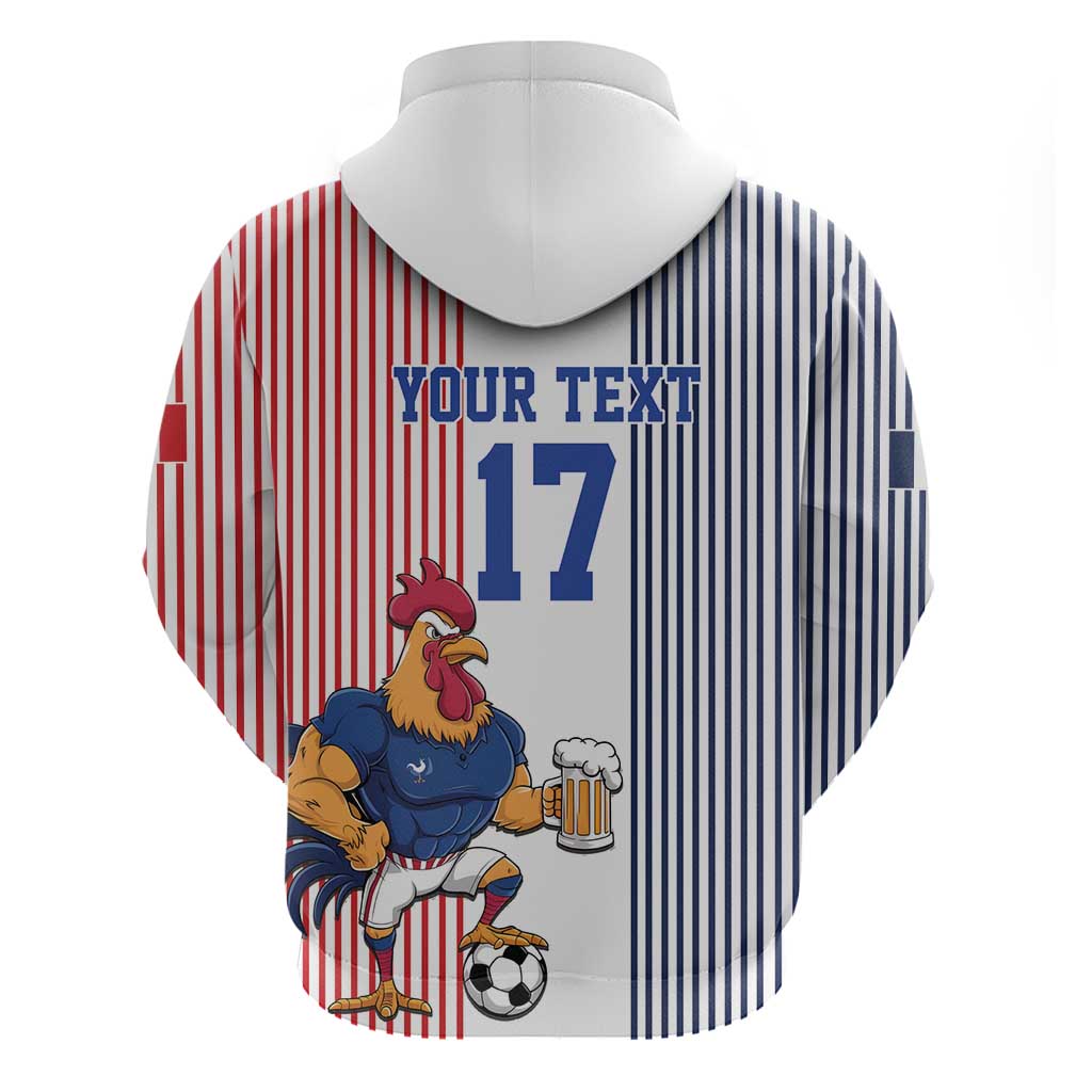 Custom France Football Hoodie White Gallic Rooster Mascot LT17