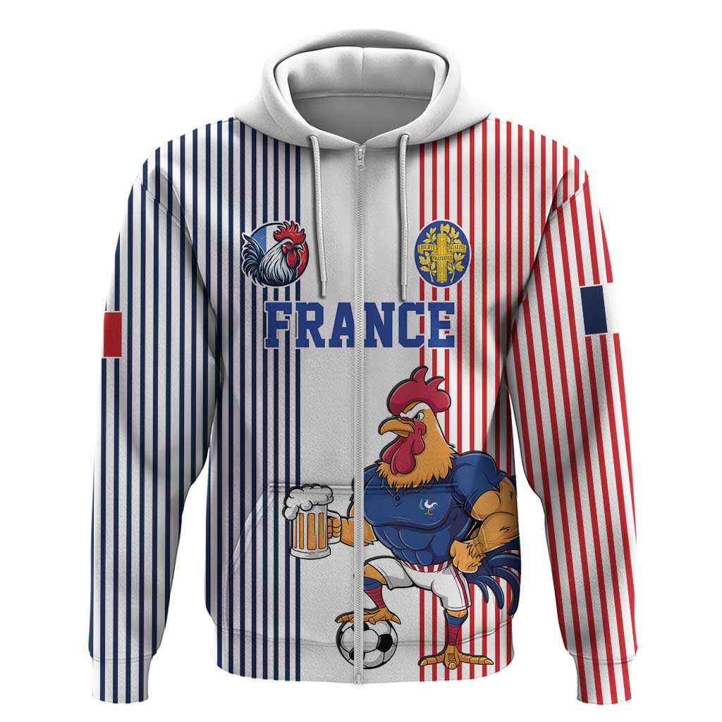 Custom France Football Hoodie White Gallic Rooster Mascot LT17