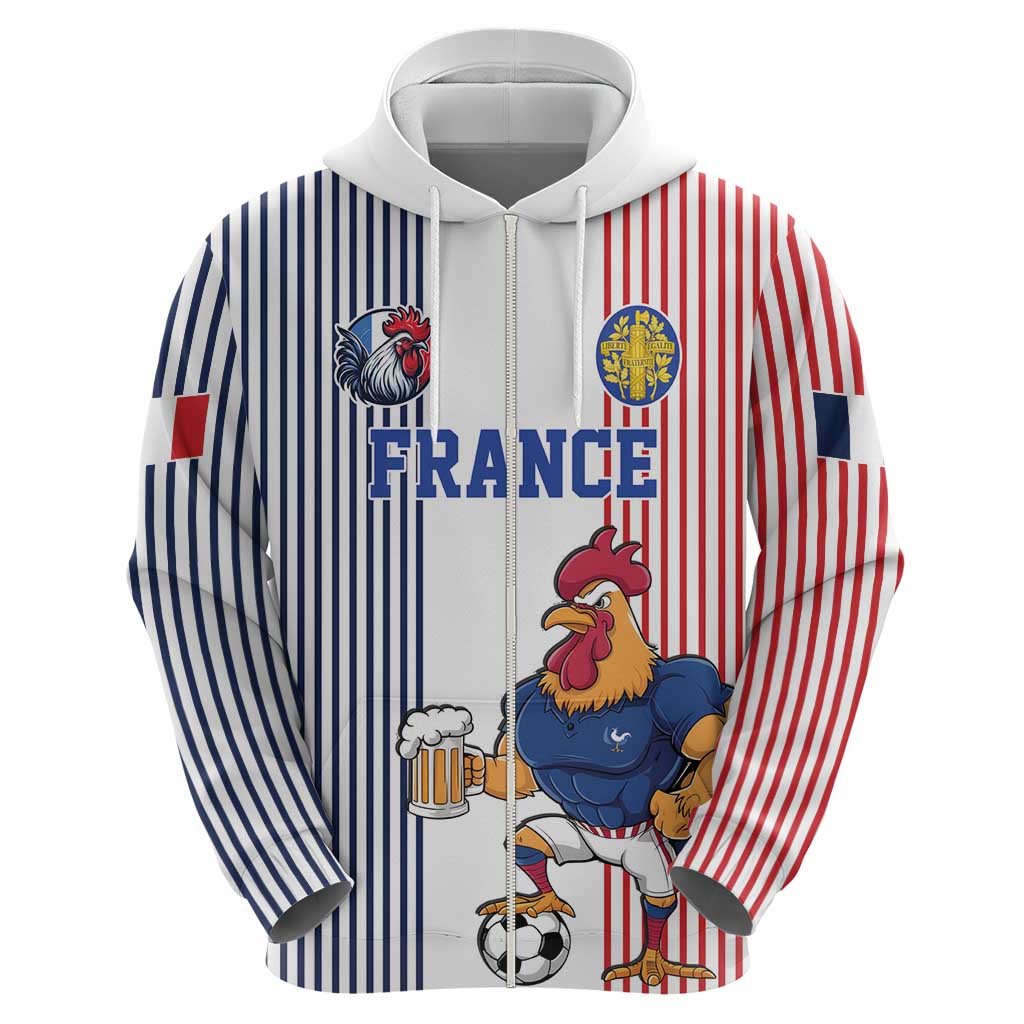 Custom France Football Hoodie White Gallic Rooster Mascot LT17