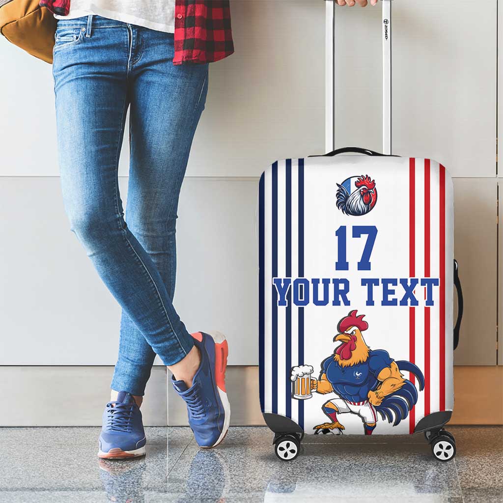 Custom France Football Luggage Cover White Gallic Rooster Mascot LT17