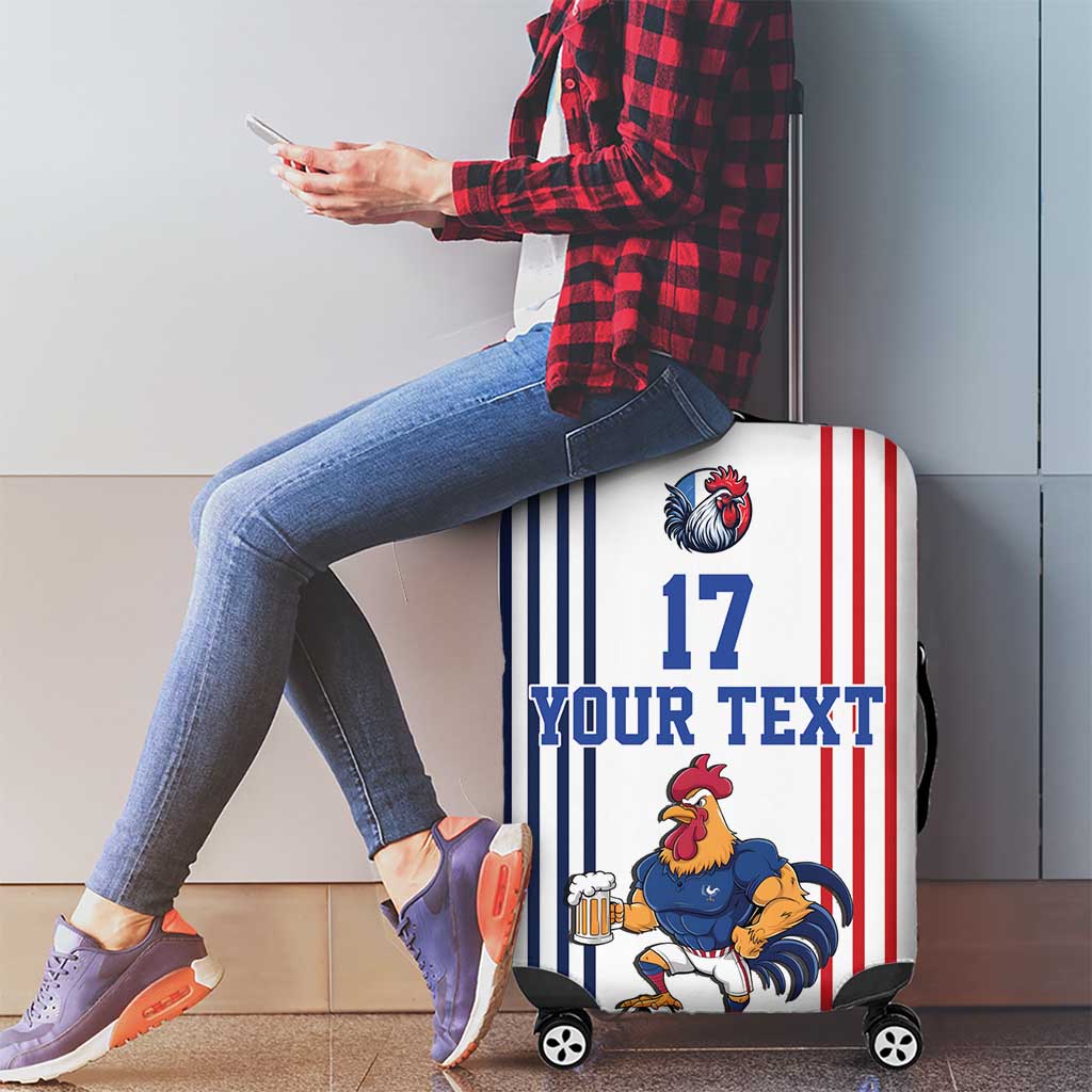 Custom France Football Luggage Cover White Gallic Rooster Mascot LT17