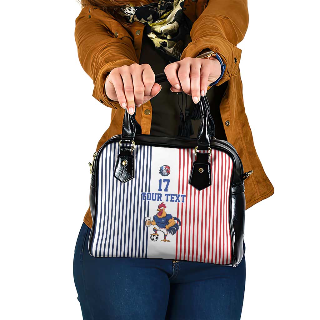 Custom France Football Shoulder Handbag White Gallic Rooster Mascot LT17