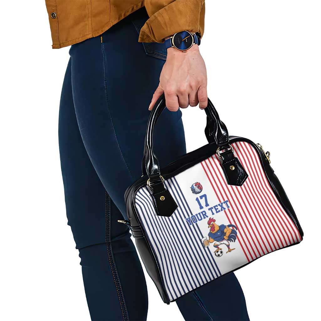 Custom France Football Shoulder Handbag White Gallic Rooster Mascot LT17