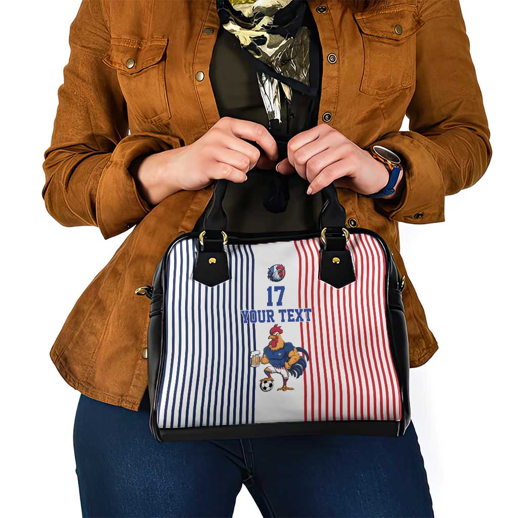 Custom France Football Shoulder Handbag White Gallic Rooster Mascot LT17