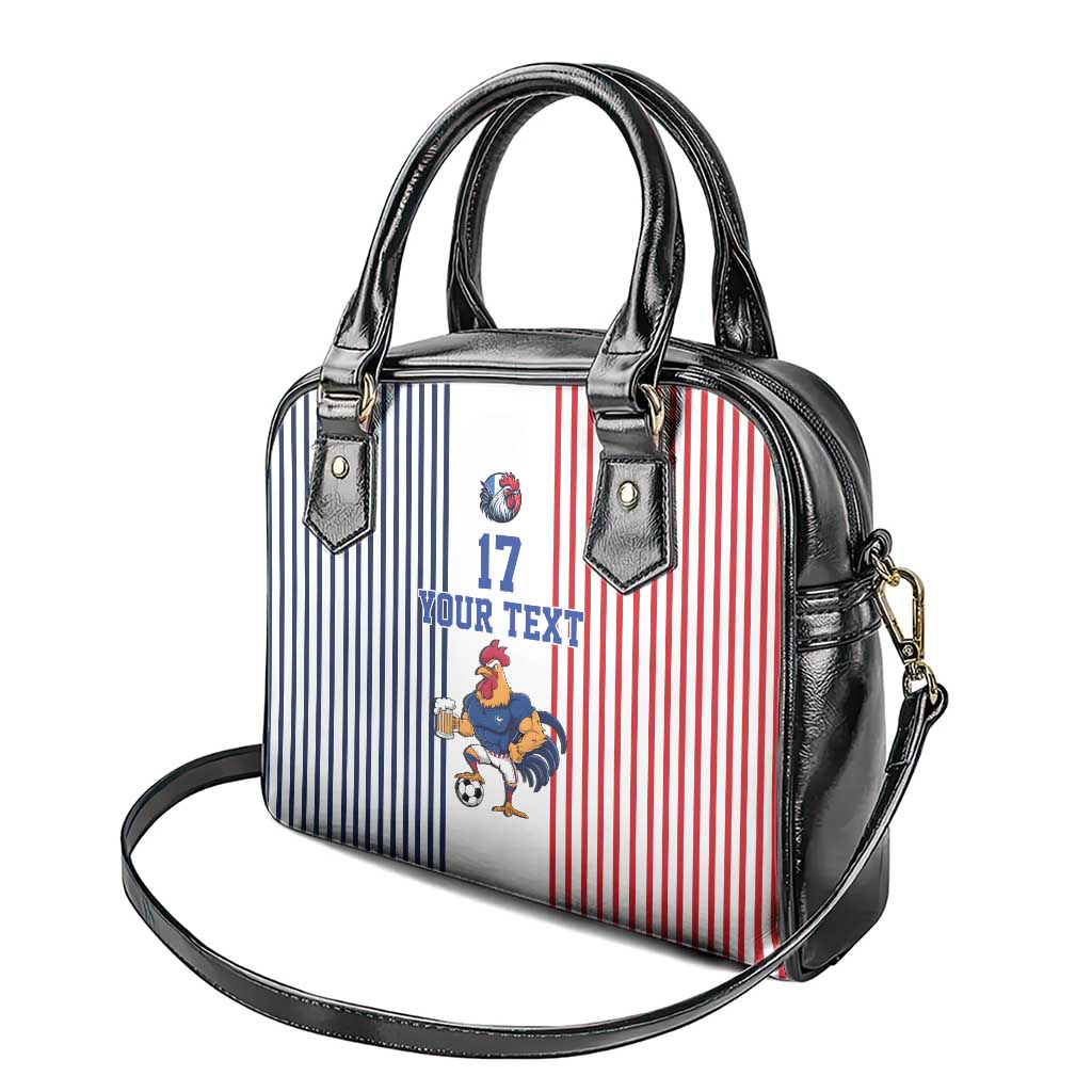 Custom France Football Shoulder Handbag White Gallic Rooster Mascot LT17