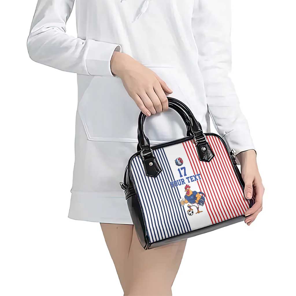 Custom France Football Shoulder Handbag White Gallic Rooster Mascot LT17