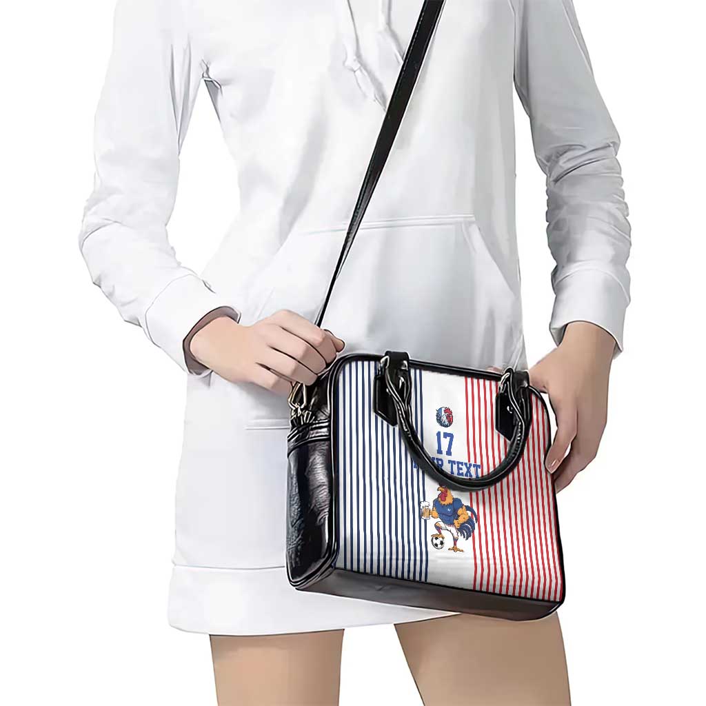 Custom France Football Shoulder Handbag White Gallic Rooster Mascot LT17