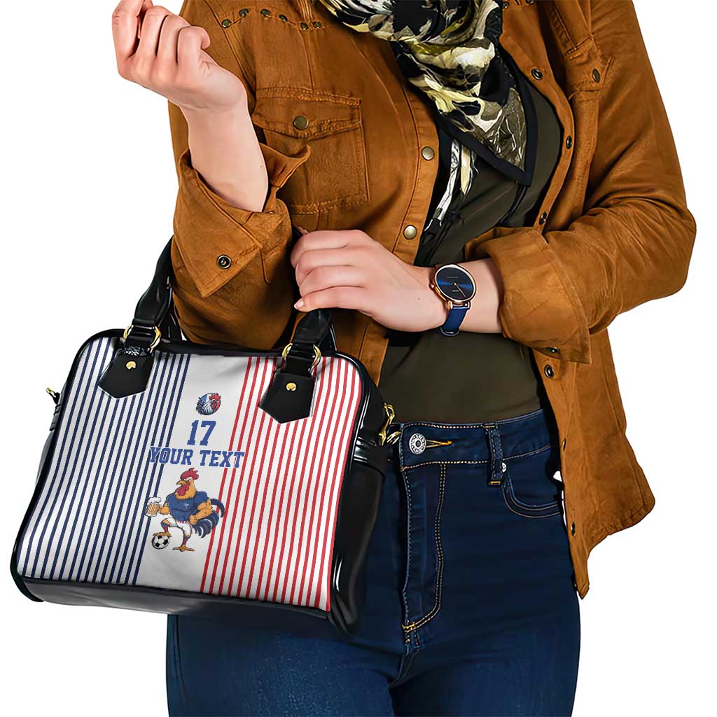 Custom France Football Shoulder Handbag White Gallic Rooster Mascot LT17