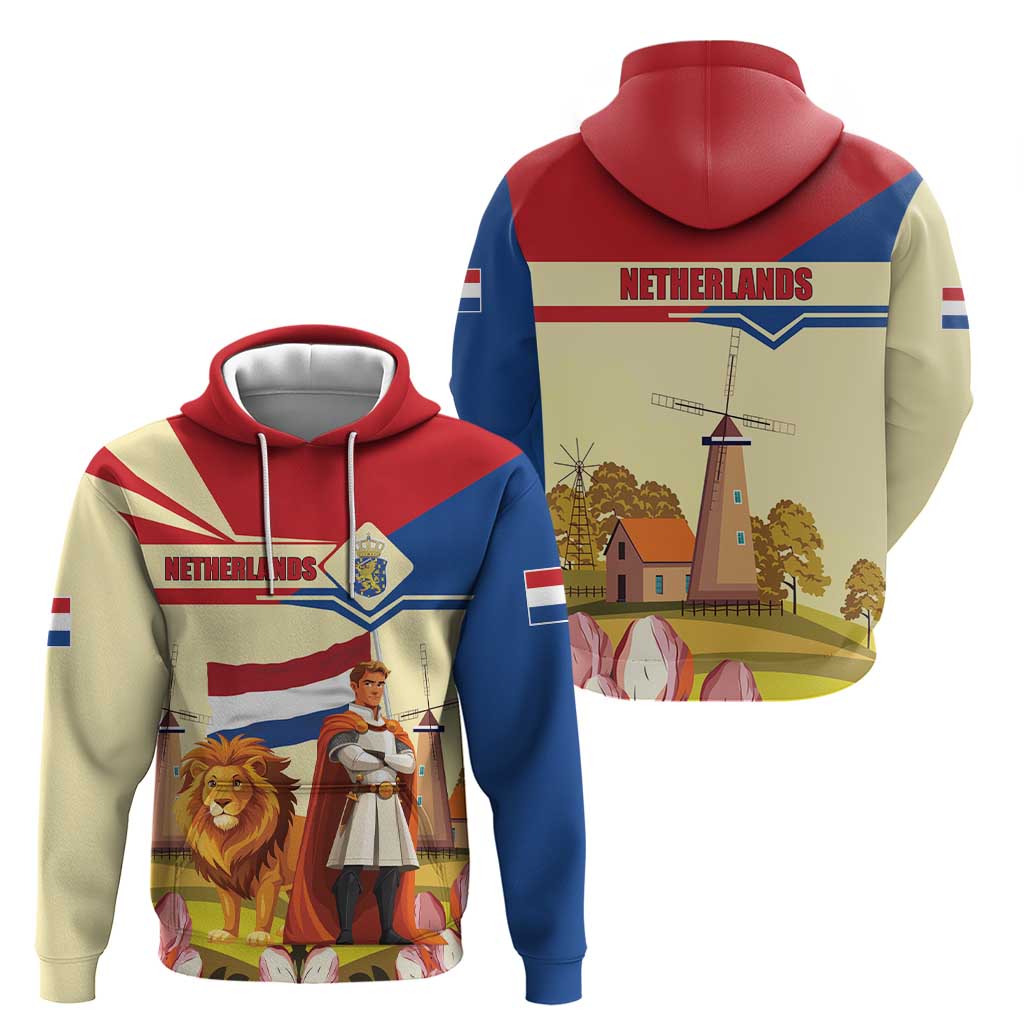 Netherlands Lion and Knight Hoodie Tulips and Windmills LT17