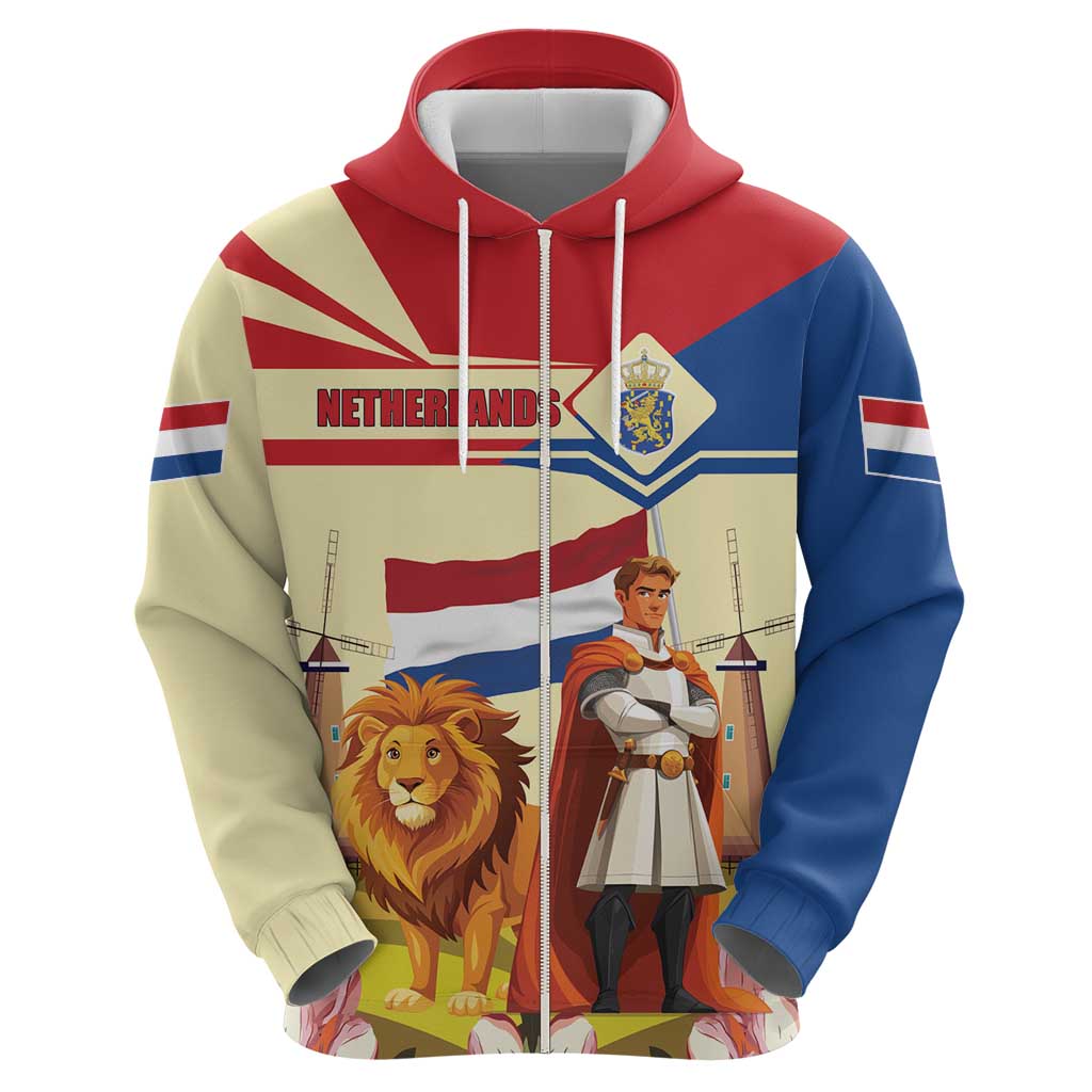 Netherlands Lion and Knight Hoodie Tulips and Windmills LT17