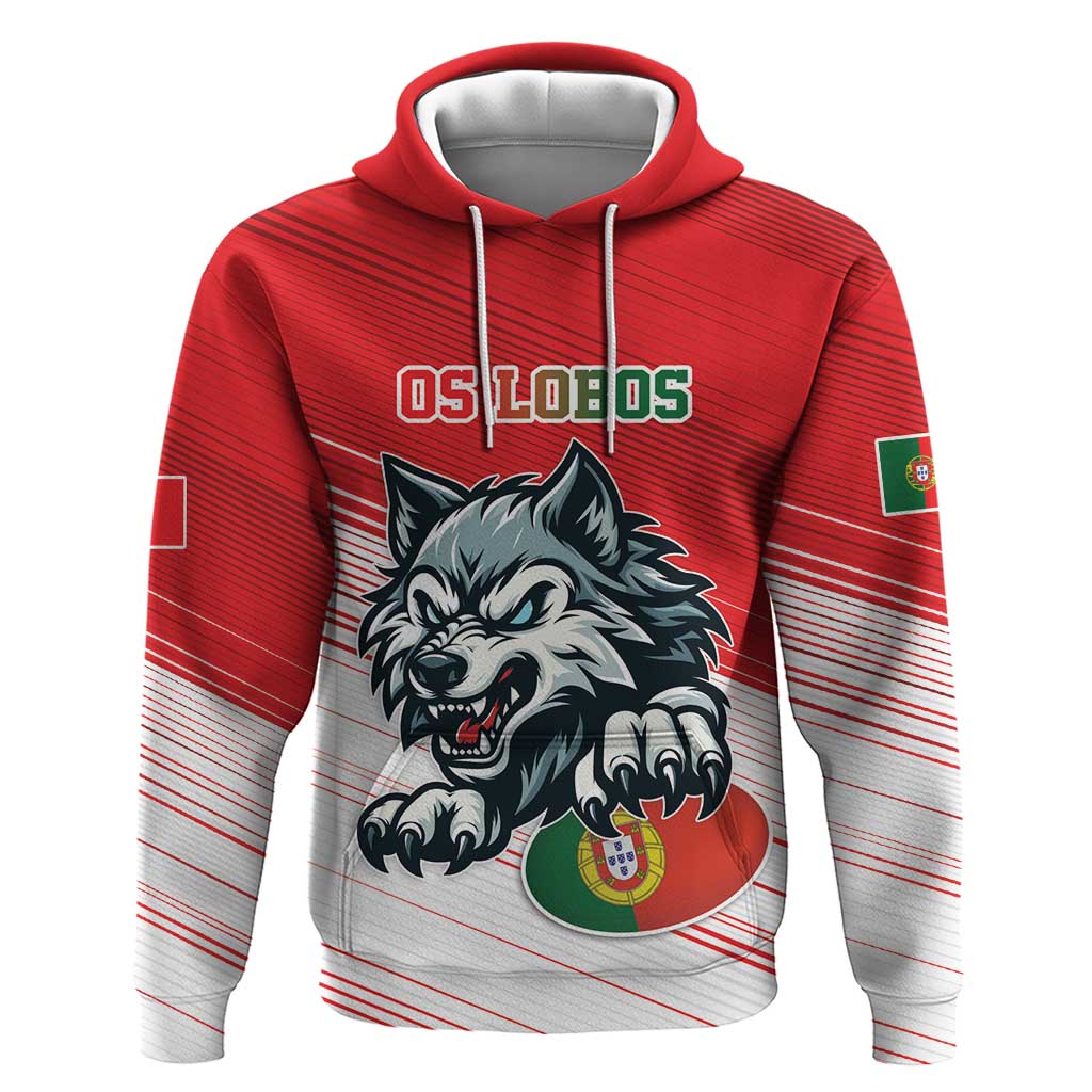 Custom Portugal Rugby Go Champions Hoodie Wolf Mascot Style LT17