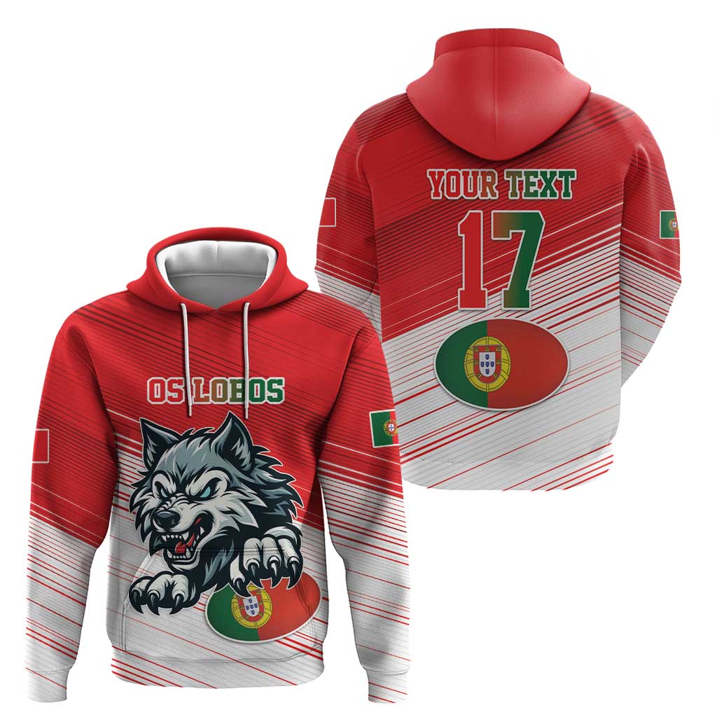 Custom Portugal Rugby Go Champions Hoodie Wolf Mascot Style LT17