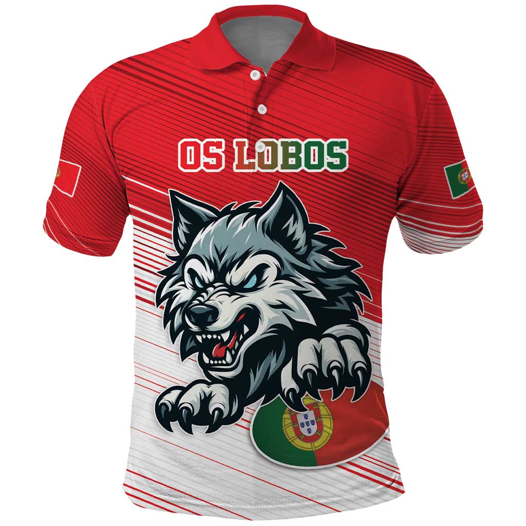 Custom Portugal Rugby Go Champions Polo Shirt Wolf Mascot Style LT17