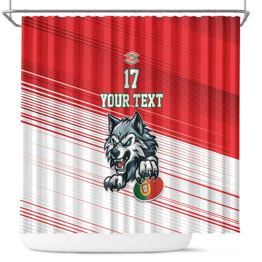 Custom Portugal Rugby Go Champions Shower Curtain Wolf Mascot Style LT17