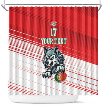 Custom Portugal Rugby Go Champions Shower Curtain Wolf Mascot Style LT17