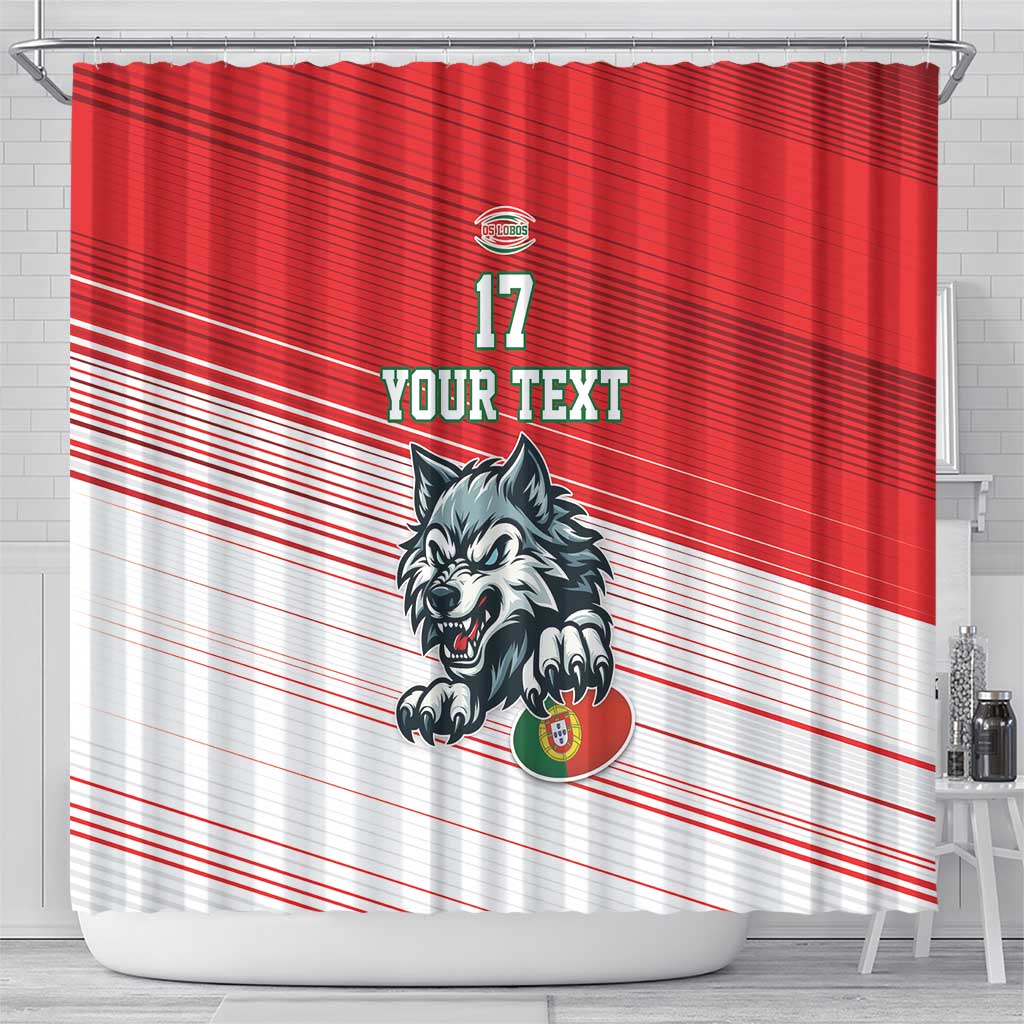 Custom Portugal Rugby Go Champions Shower Curtain Wolf Mascot Style LT17