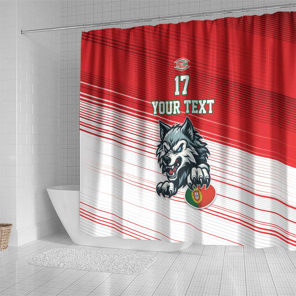 Custom Portugal Rugby Go Champions Shower Curtain Wolf Mascot Style LT17