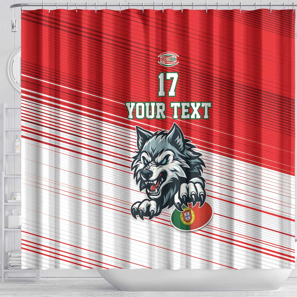 Custom Portugal Rugby Go Champions Shower Curtain Wolf Mascot Style LT17
