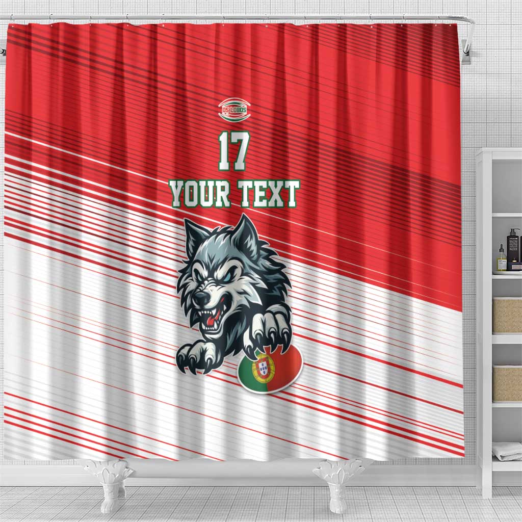 Custom Portugal Rugby Go Champions Shower Curtain Wolf Mascot Style LT17