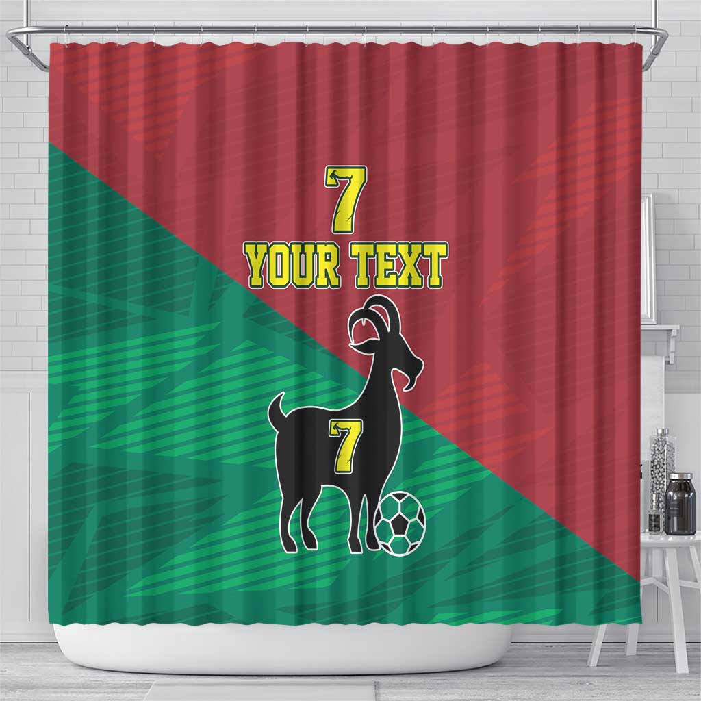 Personalized Portugal 7 Goat Shower Curtain Greatest Of All Time Red Green Vintage LT17
