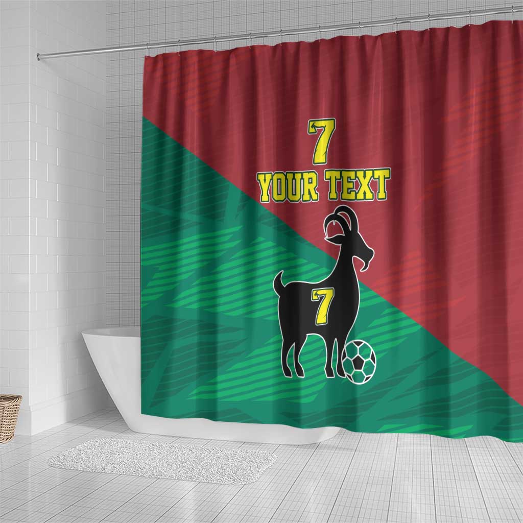 Personalized Portugal 7 Goat Shower Curtain Greatest Of All Time Red Green Vintage LT17